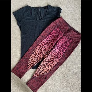 Victoria’s Secret sport Knockout capri pink ombré leopard print leggings S NWOT